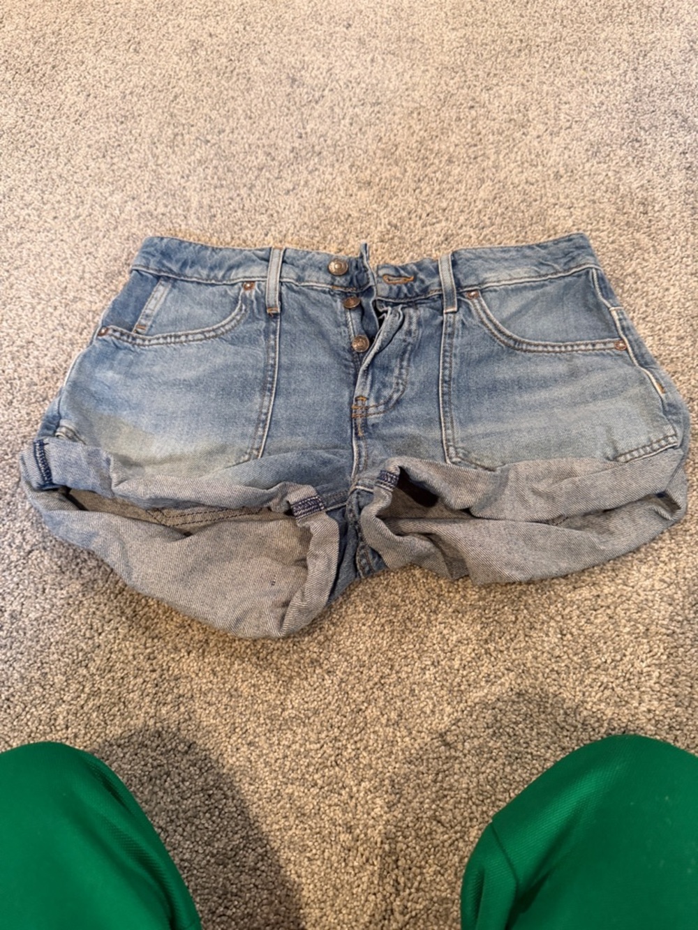 We The Free Washed Light Blue High-Rise Denim Shorts